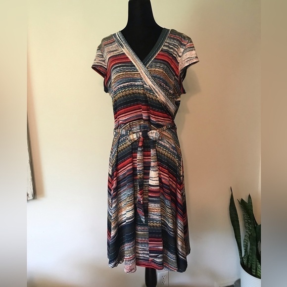 Olivia Matthews striped wrap dress. Petite. XL. - Picture 2 of 11